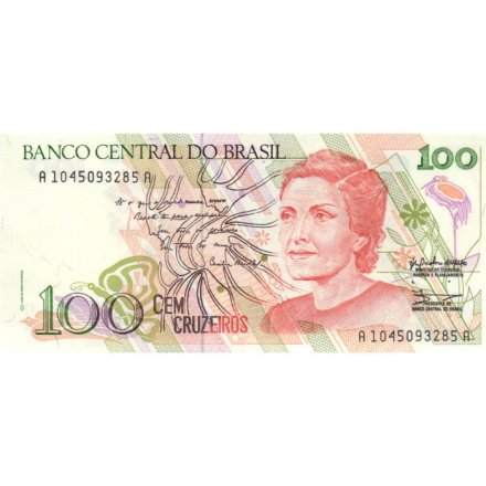 Бразилия 100 крузейро 1990 год - Сесилия Мейрелес UNC