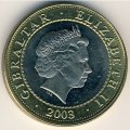 Гибралтар 2 фунта 2003 год - Старая пушка