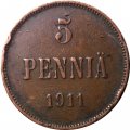 Финляндия 5 пенни 1911 год