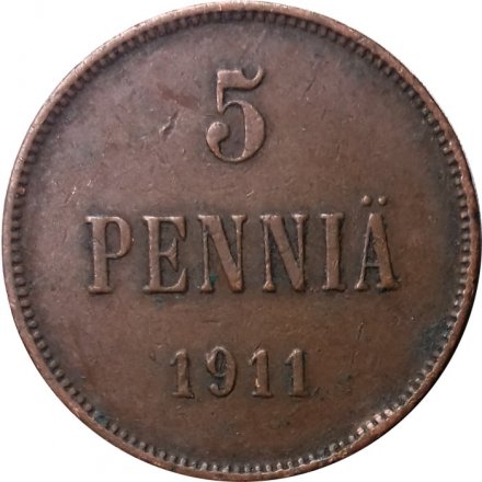 Финляндия 5 пенни 1911 год