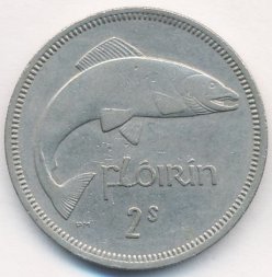 Ирландия 1 флорин (2 шиллинга) 1968 год - Атлантический лосось