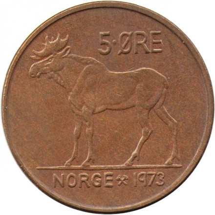 Норвегия 5 эре 1973 год - Лось