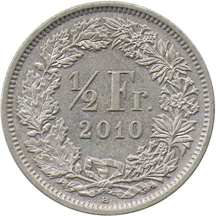 Швейцария 1/2 франка 2010 год