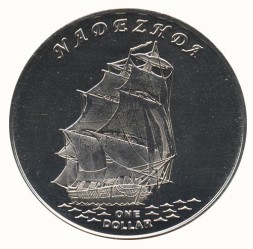 Монета Острова Гилберта (Кирибати) 1 доллар 2015 год - Парусник Надежда