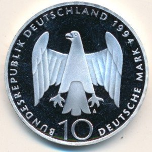 ФРГ 10 марок 1994 год - 50 лет с момента покушения на Адольфа Гитлера (Proof)