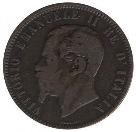 Италия 10 чентезимо 1862 год - Король Виктор Эммануил II