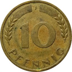 ФРГ 10 пфеннигов 1966 год - J