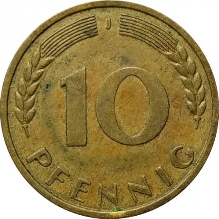 ФРГ 10 пфеннигов 1966 год - J