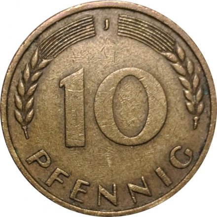 ФРГ 10 пфеннигов 1966 год - J