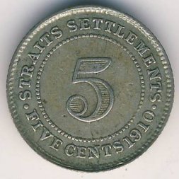 Стрейтс-Сетлментс 5 центов 1910 год