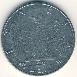 Италия 1 лира 1939 год (магнетик)