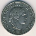 Швейцария 20 раппенов 1885 год