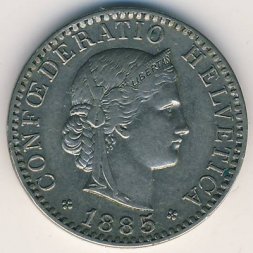Швейцария 20 раппенов 1885 год