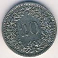 Швейцария 20 раппенов 1885 год
