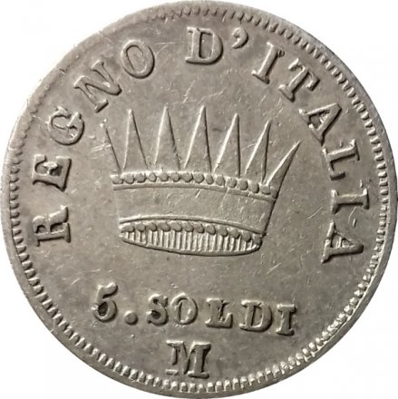 Италия 5 сольдо 1810 год