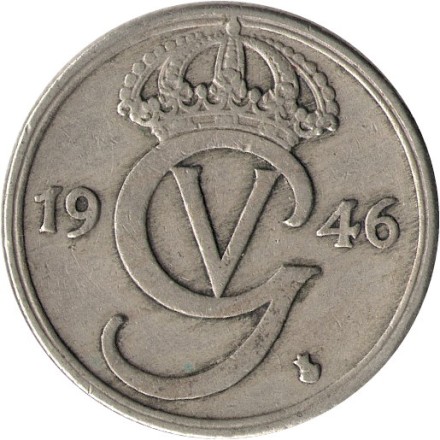 Швеция 50 эре 1946 год - Король Густав V