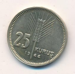 Турция 25 куруш 1944 год