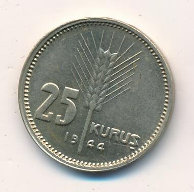 Турция 25 куруш 1944 год