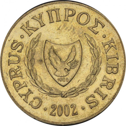 Кипр 10 центов 2002 год - Ваза с двумя птицами