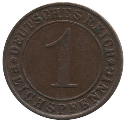 Веймарская республика 1 рейхспфенниг 1934 год (F)