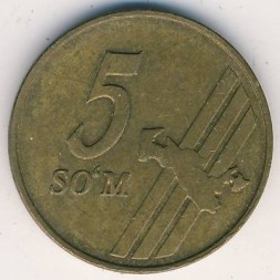 Монета Узбекистан 5 сум 2001 год - Карта страны