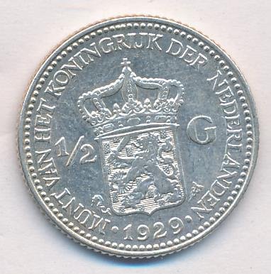 Нидерланды 1/2 гульдена 1929 год