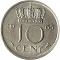 Нидерланды 10 центов 1965 год