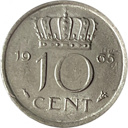 Нидерланды 10 центов 1965 год