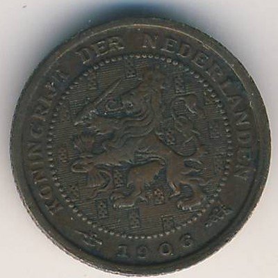 Нидерланды 1/2 цента 1906 год