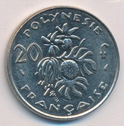 Монета Французская Полинезия 20 франков 1986 год