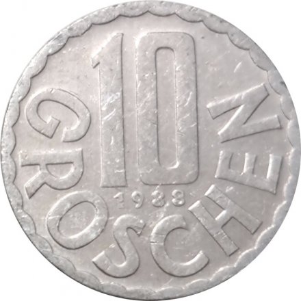 Австрия 10 грошей 1988 год