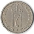 Норвегия 1 крона 1951 год - Король Хокон VII (без отверстия)