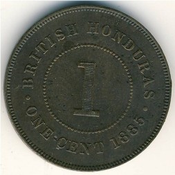 Монета Британский Гондурас 1 цент 1885 год