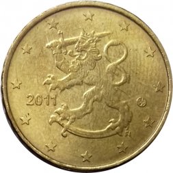 Финляндия 10 евроцентов 2011 год - Герб Финляндии