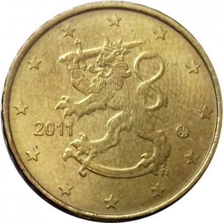 Финляндия 10 евроцентов 2011 год - Герб Финляндии