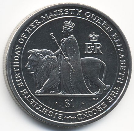 Виргинские острова 1 доллар 2006 год - 80 лет со дня рождения Елизаветы II