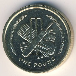 Монета Остров Мэн 1 фунт 1997 год - Крикет