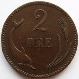 Дания 2 эре 1889 год Кристиан IX