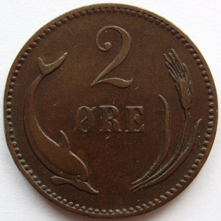 Дания 2 эре 1889 год Кристиан IX