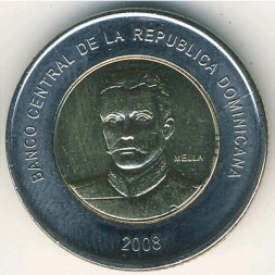 Монета Доминиканская республика 10 песо 2008 год - Матиас Рамон Мелла