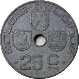 Бельгия 25 сантимов 1944 год (BELGIE-BELGIQUE)