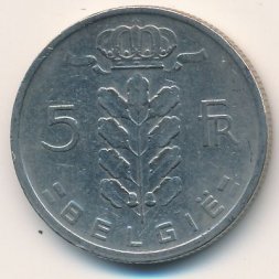 Бельгия 5 франков 1960 год BELGIE