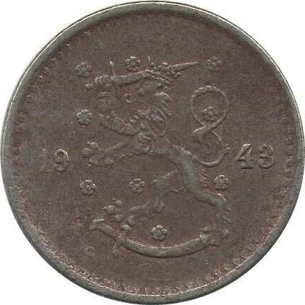 Финляндия 50 пенни 1943 год (железо)