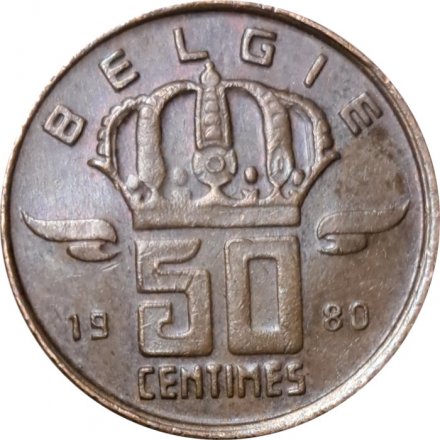 Бельгия 50 сантимов 1980 год BELGIE