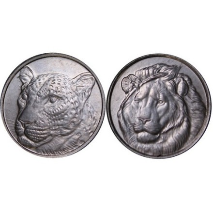 Набор из 2 монет Турция 1 куруш 2022 год - Лев и леопард