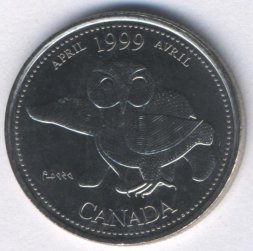 Канада 25 центов 1999 год - Апрель