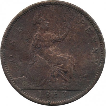 Великобритания 1/2 пенни 1863 год