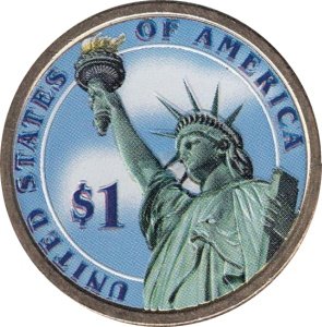 США 1 доллар 2014 год (P) - Уоррен Гардинг (цветная эмаль)