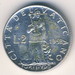 Ватикан 2 лиры 1952 год