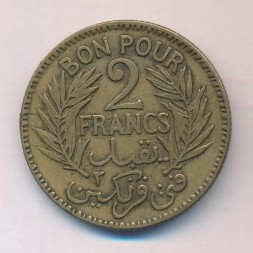 Тунис 2 франка 1921 год